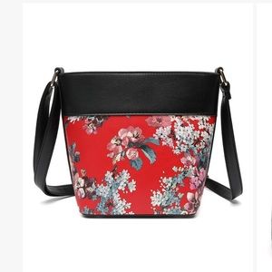 Black and Red Floral Crossbody Purse